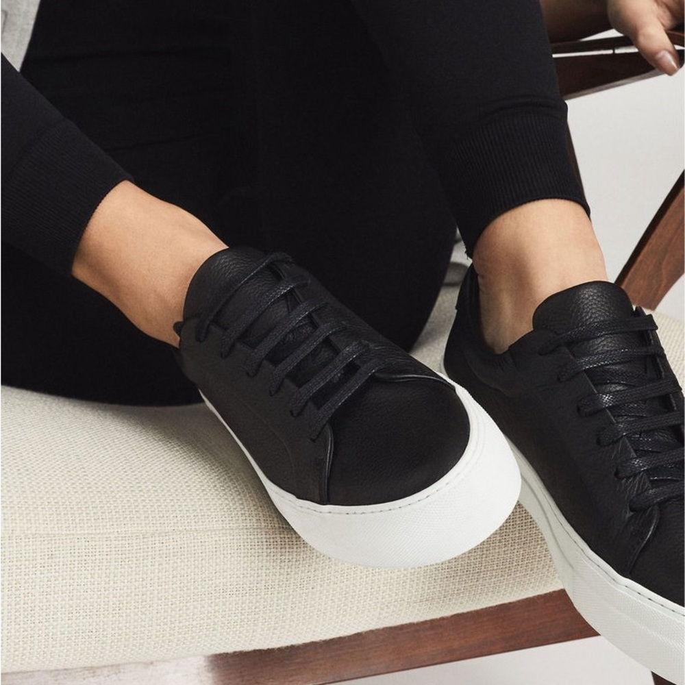 REISS Black and White Luca Leather Sneakers REISS Luca Leather Sneakers